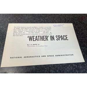Vintage NASA 'Weather In Space' By J. S. Butz, Jr. Booklet U.S. Government 1963